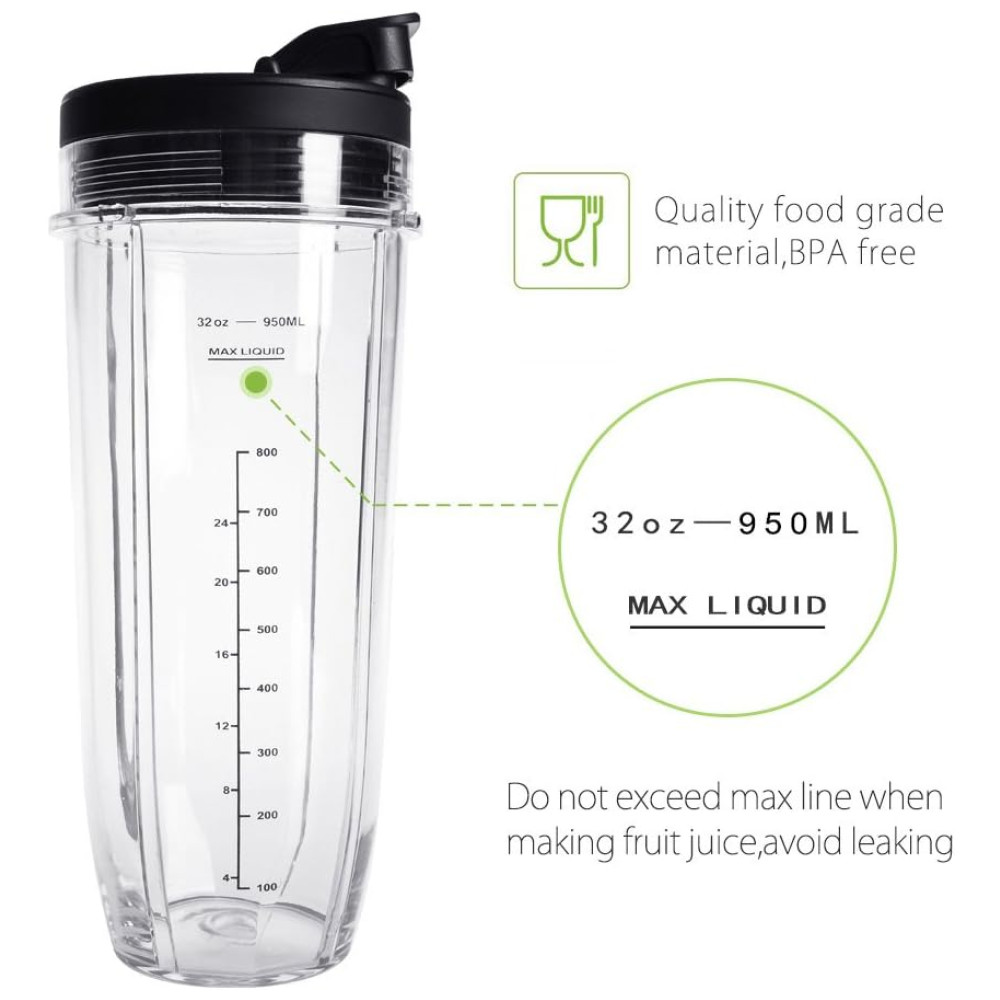 Nutri Auto IQ Copos Reposição 946ml 2 Transparente com Tampa 2 2 QUEENTRADE Ninja 2 packs Preto - Imagem 4