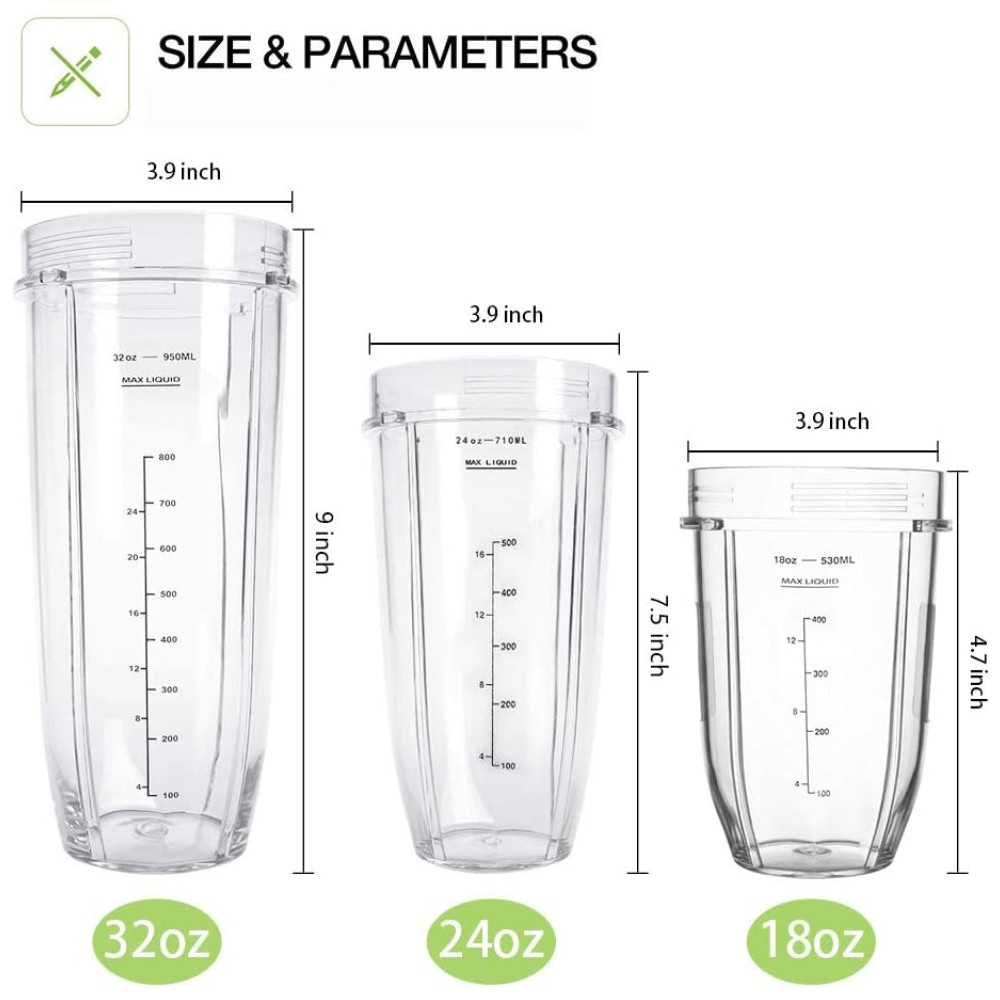 Nutri Auto IQ Copos Reposição 946ml 2 Transparente com Tampa 2 2 QUEENTRADE Ninja 2 packs Preto - Imagem 5