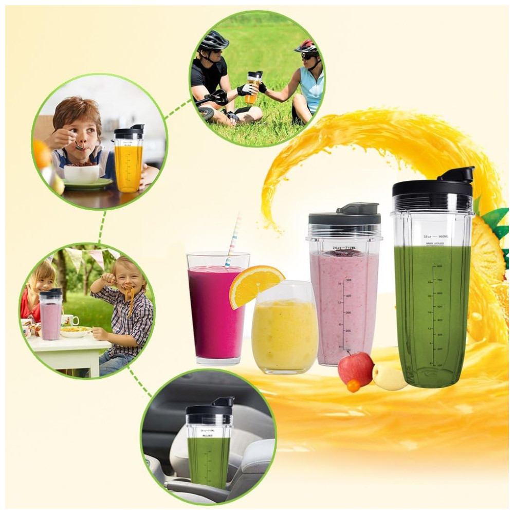 Nutri Auto IQ Copos Reposição 946ml 2 Transparente com Tampa 2 2 QUEENTRADE Ninja 2 packs Preto - Imagem 7