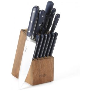 Conjunto de Facas em Aço Inoxidável com Bloco de Bancada 14 Peças MARTHA STEWART Azul