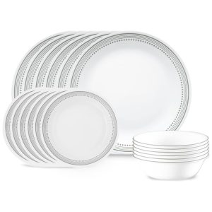 Aparelho de Jantar Corelle Vitrelle Mystic Gray 18 Peças para 6 Pessoas - Resistente a Quebras e Leve