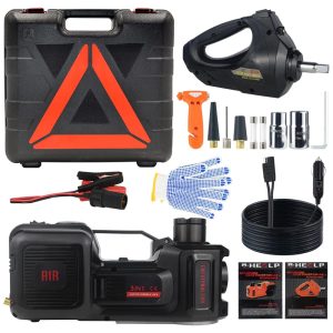 Macaco Elétrico Automotivo Hidráulico Electric com Chave de Apero para Pneu Suporta até 5 Toneladas NTHPOWER TT02 B Preto