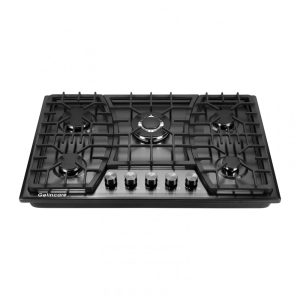 Cooktop a gás 5 bocas Gelincare inox preto embutir conversível GN/GLP proteção por termopar 110V