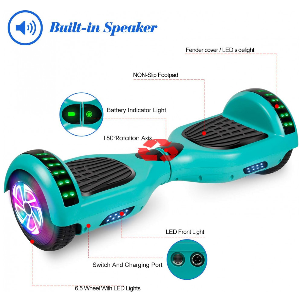 Hoverboard Elétrico Hover-1 Ultra 16 km/h, Alcance 19 km, Motor 500W, Bateria Íon-lítio, Luzes LED, Bluetooth, Modos Iniciante a Expert, Verde - Imagem 2