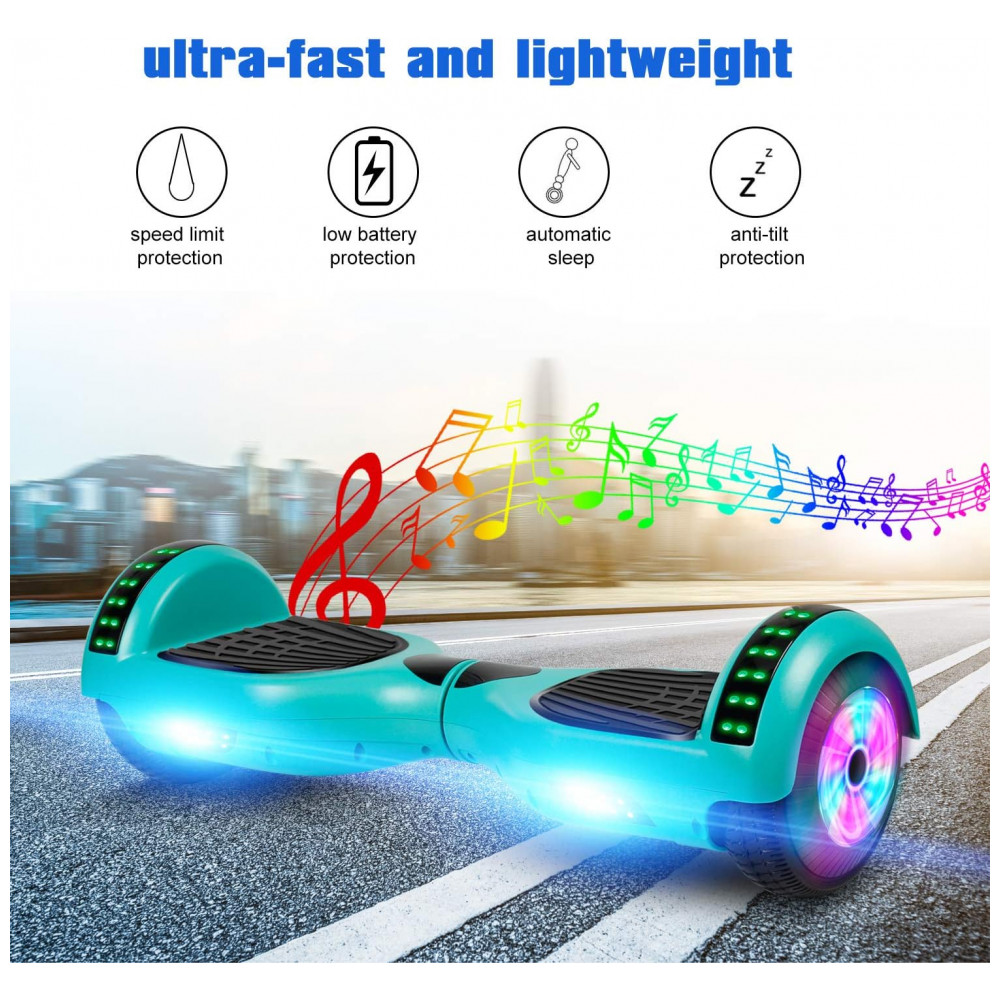 Hoverboard Elétrico Hover-1 Ultra 16 km/h, Alcance 19 km, Motor 500W, Bateria Íon-lítio, Luzes LED, Bluetooth, Modos Iniciante a Expert, Verde - Imagem 5