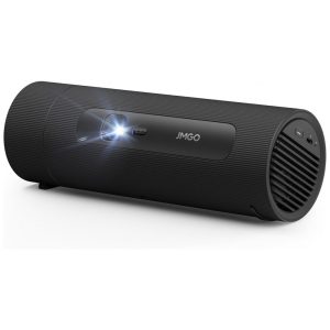 Projector Portátil JMGO PicoFlix Preto Rotativo com Gimbal Bateria 4.5h Google TV Netflix 1080P 420 ISO Lumens HDR10 10W Dolby 65W