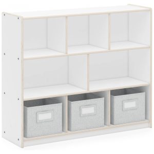 Estante baixa Guidecraft EdQ 3-Shelf 8-Compartment Storage 36" Branca com 3 prateleiras e 8 nichos 107cm