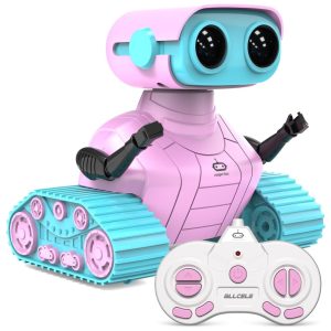 Robô ALLCELE Recarregável Controle Remoto com Música e Olhos LED Ideal para Meninos e Meninas Presente Perfeito para Crianças. Cores Rosa e Azul.