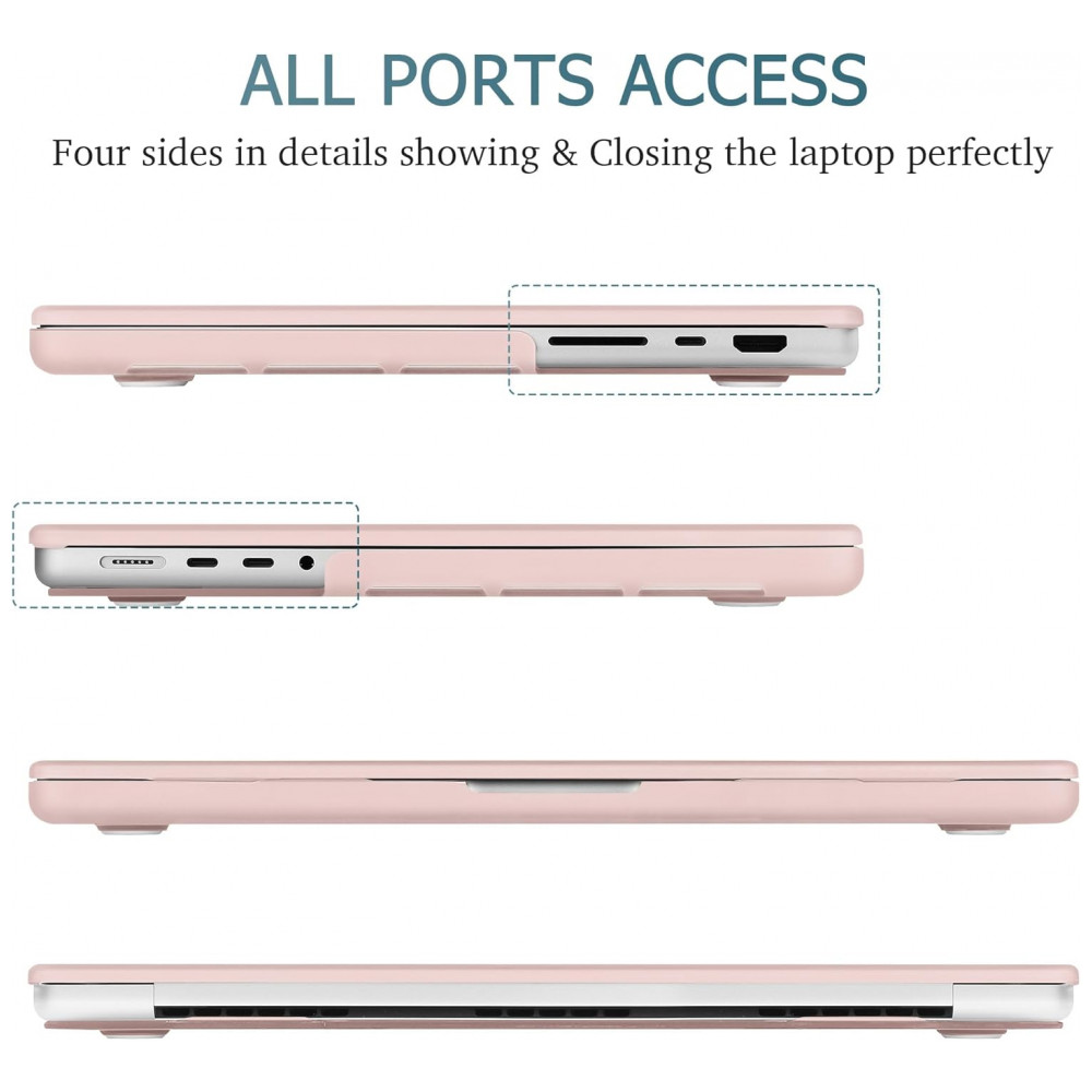 Lepeoac Capa Rígida para MacBook Pro 16" 2021-2024, com Protetor de Tela e Capa de Teclado, Rosa Fosco Chalk - Imagem 3