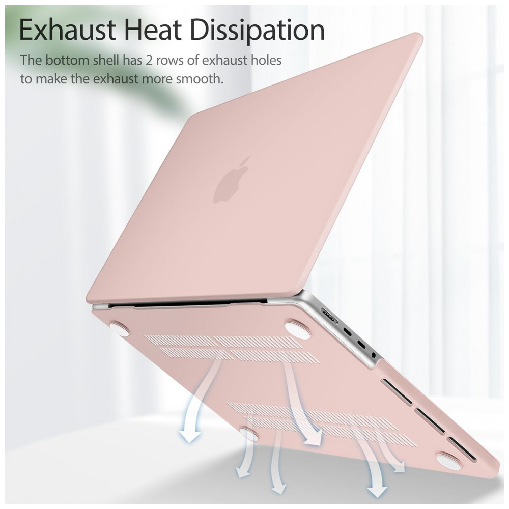 Lepeoac Capa Rígida para MacBook Pro 16" 2021-2024, com Protetor de Tela e Capa de Teclado, Rosa Fosco Chalk - Imagem 4