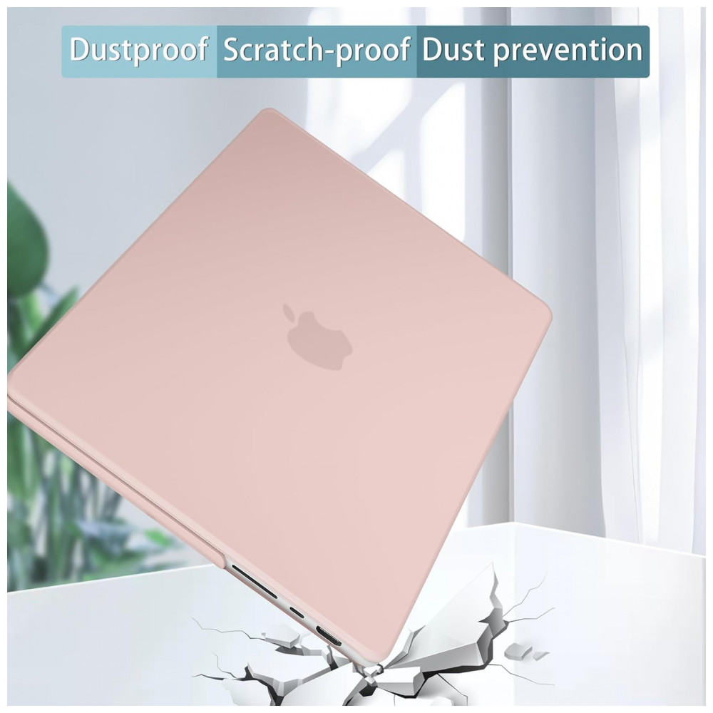 Lepeoac Capa Rígida para MacBook Pro 16" 2021-2024, com Protetor de Tela e Capa de Teclado, Rosa Fosco Chalk - Imagem 5