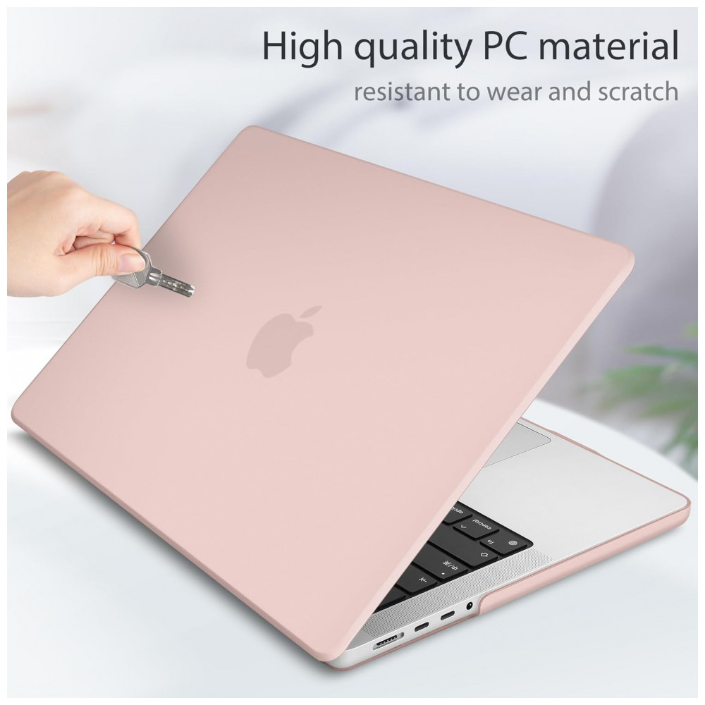 Lepeoac Capa Rígida para MacBook Pro 16" 2021-2024, com Protetor de Tela e Capa de Teclado, Rosa Fosco Chalk - Imagem 7