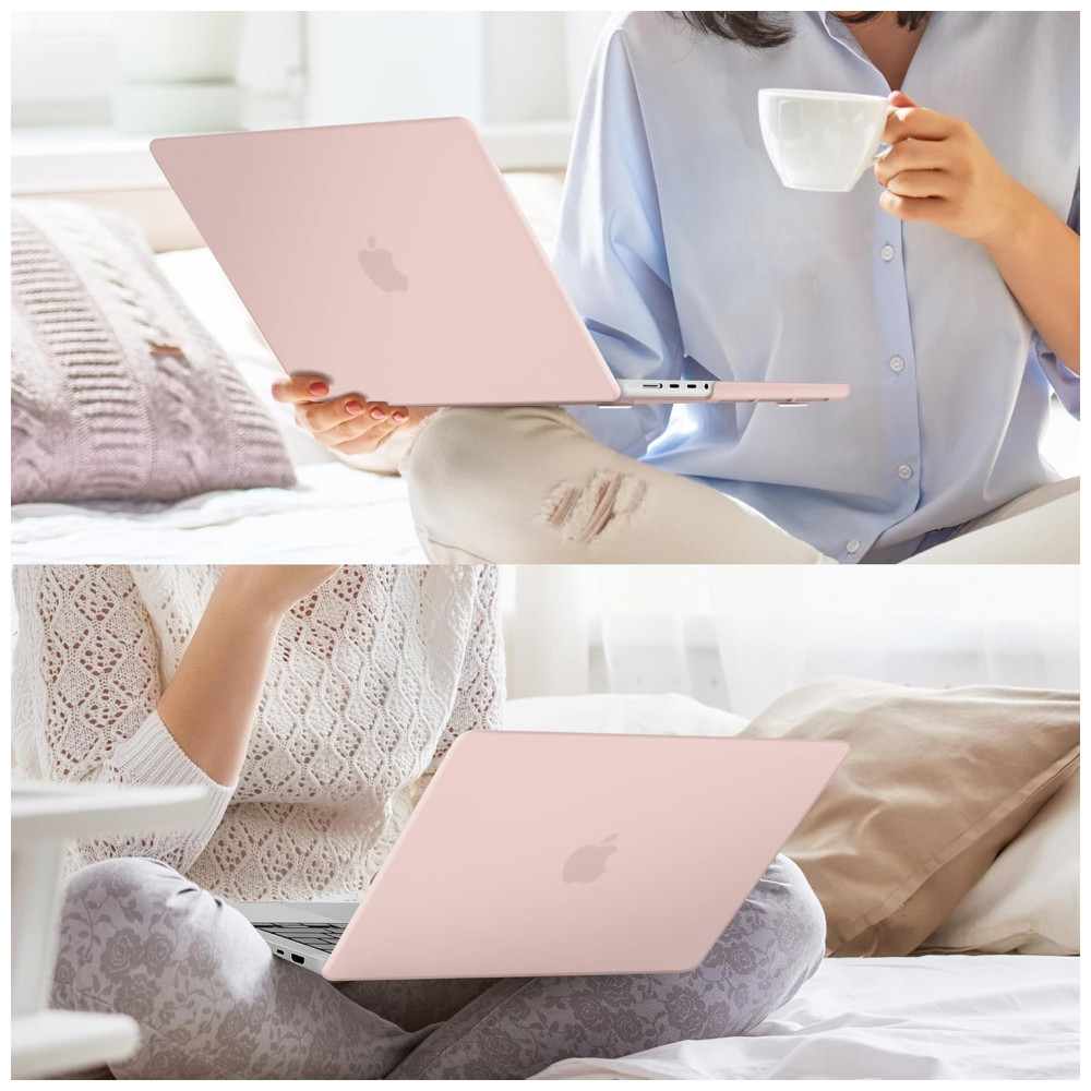 Lepeoac Capa Rígida para MacBook Pro 16" 2021-2024, com Protetor de Tela e Capa de Teclado, Rosa Fosco Chalk - Imagem 8