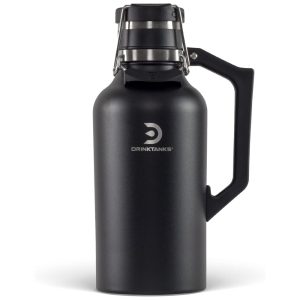 DrinkTanks Cooler Portátil para Garrafas de cerveja com Isolamento Duplo Aço Inox Preto