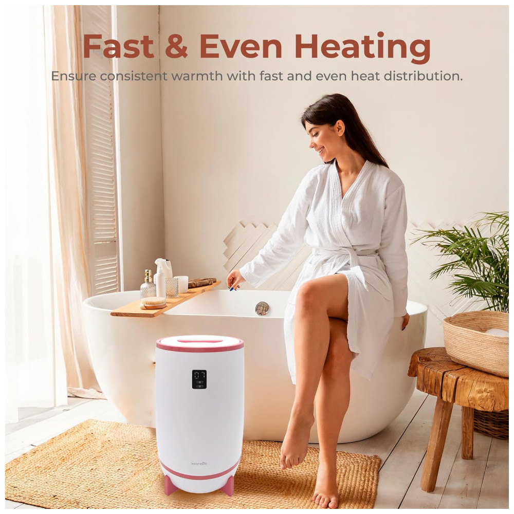 Aquecedor de Toalha Elétrico com Desligamento Automático Temporizador Integrado até 60 Min e Suporte para Disco Perfumado 110V 500W SereneLife Branco e Rosa - Imagem 5