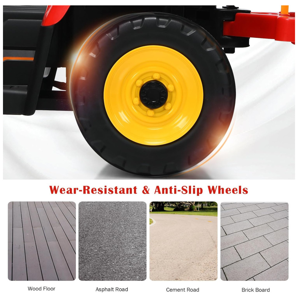 Costzon Trator Elétrico 1 Assento 12V com Luzes de LED Vermelho - Imagem 8