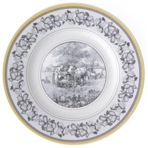 Prato para Salada de 22 cm Mais Elegância em Sua Mesa com Formato Redondo e Material de Porcelana Premium Villeroy Boch Branco Cinza e Amarelo