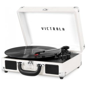 Toca-discos Victrola Journey Bluetooth com alto-falantes integrados 33 1/3 45 e 78 RPM saída RCA entrada para fone de ouvido transmissão sem fio