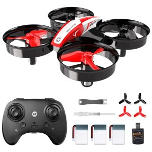Mini Drone para Crianças e Iniciantes com Pairar Automático Giros 360º Pouso Automático e 3 Baterias Holy Stone HS210 Vermelho