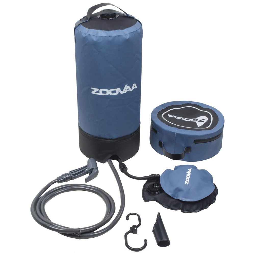 Chuveiro Portátil 11L com Bomba a Pressão e Mangueira para Acampamento ZOOVAA Azul