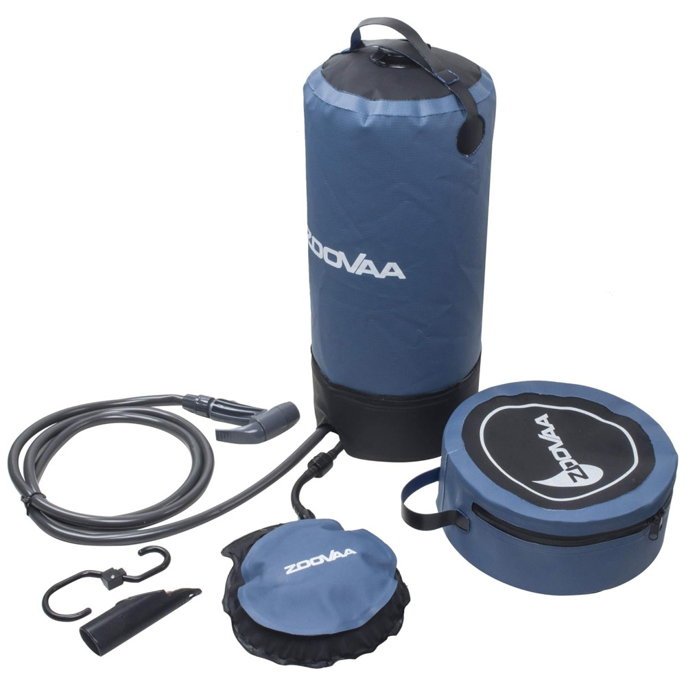 Chuveiro Portátil 11L com Bomba a Pressão e Mangueira para Acampamento ZOOVAA Azul - Imagem 2