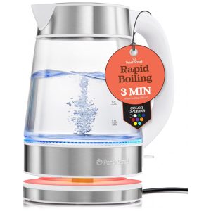 Chaleira Elétrica 1.7 Litros com Jarra de Vidro e Desligamento Automático 110V 1500W Branca