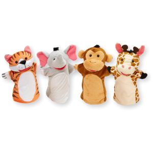 Kit 4 Fantoches de Mão Tema Animais para Crianças Acima de 2 Anos Melissa & Doug