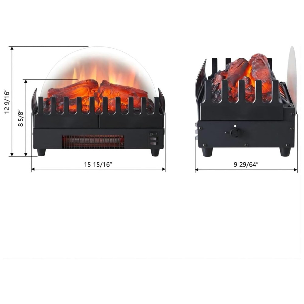 Lareira Elétrica Ecológica 16" 40 cm com Leito de Brasa Realista e Termostato 110V 1500W PuraFlame EF361B Preta - Imagem 4