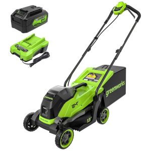 Cortador de Grama sem Fio Greenworks 24V 13" Brushless Push com Bateria de 4.0Ah e Carregador