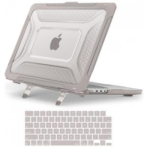 MOSISO Capa Rígida Honeycomb para MacBook Pro 16" 2021-2025 M1/M2/M3/M4 Pro/Max com Suporte Dobrável e Capa de Teclado Caqui