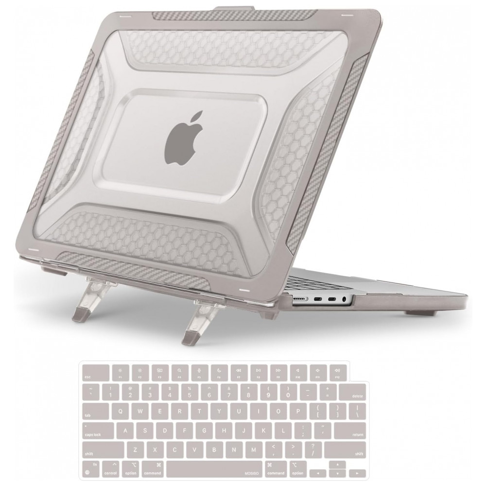 MOSISO Capa Rígida Honeycomb para MacBook Pro 16" 2021-2025 M1/M2/M3/M4 Pro/Max com Suporte Dobrável e Capa de Teclado, Caqui