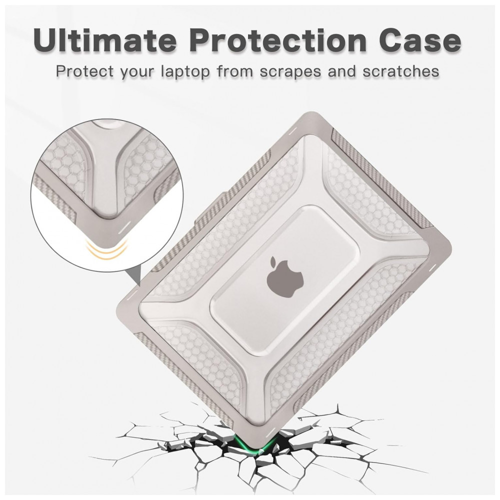 MOSISO Capa Rígida Honeycomb para MacBook Pro 16" 2021-2025 M1/M2/M3/M4 Pro/Max com Suporte Dobrável e Capa de Teclado, Caqui - Imagem 3