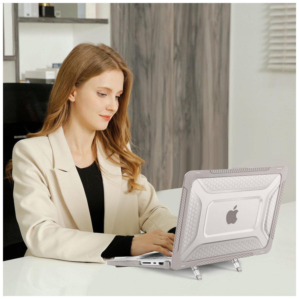 MOSISO Capa Rígida Honeycomb para MacBook Pro 16" 2021-2025 M1/M2/M3/M4 Pro/Max com Suporte Dobrável e Capa de Teclado, Caqui - Imagem 6