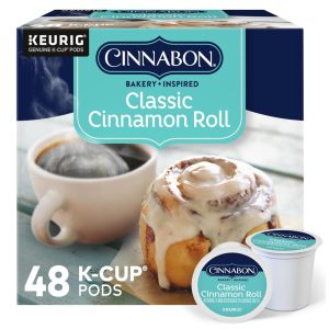 Rolo de canela clássico cápsulas Keurig K Cup café com sabor 48 unidades CINNABON Marrom