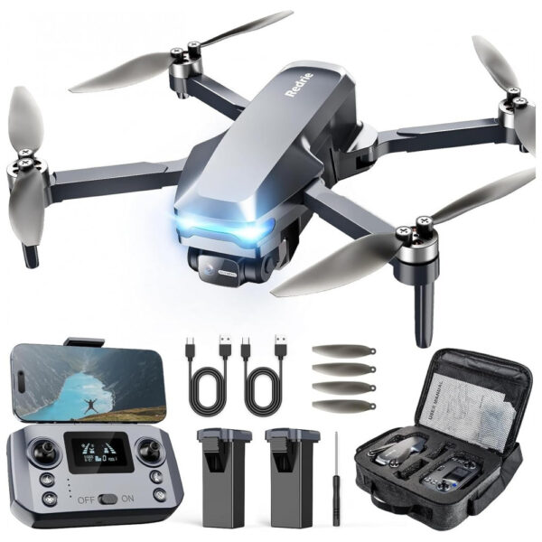 Drone com Câmera 4K, GPS, Leve e Dobrável para Iniciantes e Adultos HK33,REDRIE