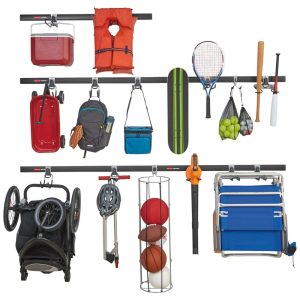 Kit Organizadores de Parede para Garagem 5 Trilhos e 20 Ganchos Rubbermaid
