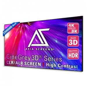 Tela de projeção fixa ALR 123" 16:9 Akia Screens CineGrey 3D cinza borda infinita para projetor longo alcance