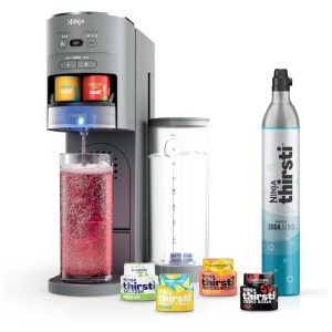 Máquina Para Gaseificar Bebidas com Cilindro de C02 de 60 L Crie Bebidas como Água com Gás e Refrigerantes Ninja Thirsti WC999AMZ Cinza