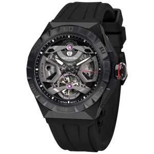 Relógio Masculino Analógico Automático Mecânico a Prova dÁgua 100M com Pulseira de Silicone TSAR BOMBA 8804 Preto