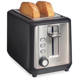 Torradeira Hamilton Beach Gourmet 2 Fatias com Slots de 30cm Tecnologia SureToast Seletor de Tostagem Função Bagel Preto Fosco e Aço