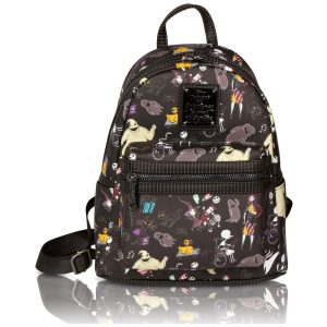 Mini Mochila Escolar Infantil Loungefly Disney Mundo de Jack para Crianças a Partir de 12 Anos Preta