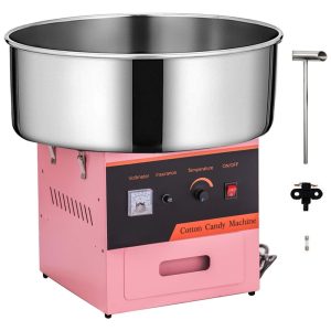 Máquina de Algodão Doce Elétrica Profissional em Aço Inoxidável 110V 1000W TIANAI Rosa