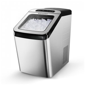 Máquina de Gelo Automática Capacidade 2.7L Aço Inoxidável com Painel de Controle 170W 110v E EUHOMY Prateado