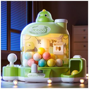 Máquina de Garra Verde Skirfy – Mini Arcade Infantil com Dinossauro Luzes LED Som e Prêmios