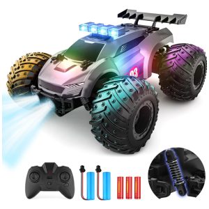 Carrinho de Controle Remoto 4x4 Off Road com Luzes de LED Recarregável EPOCHAIR Preto
