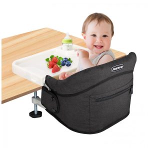 Cadeira de Alimentação Portátil com Encaixe em Mesa e Bandeja Jozzve Preto
