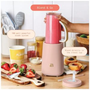 Liquidificador pessoal 12 peças Beautiful by Drew Barrymore 240W rosa fosco 110V