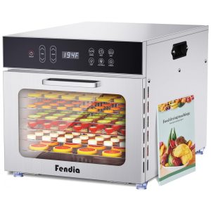 Desidratador de Alimentos para Jerky 7 Bandejas Grandes de Aço Inoxidável 600W Desidratador de Frutas Temporizador de 24Hfendia