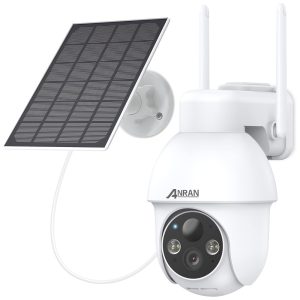 Câmera de Segurança sem Fio Solar Externa com Visão 360 conversa de 2 Vias ANRAN Branca