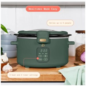 Panela elétrica Slow Cooker digital 38L Beautiful verde escuro fosco tampa com travamento 220V
